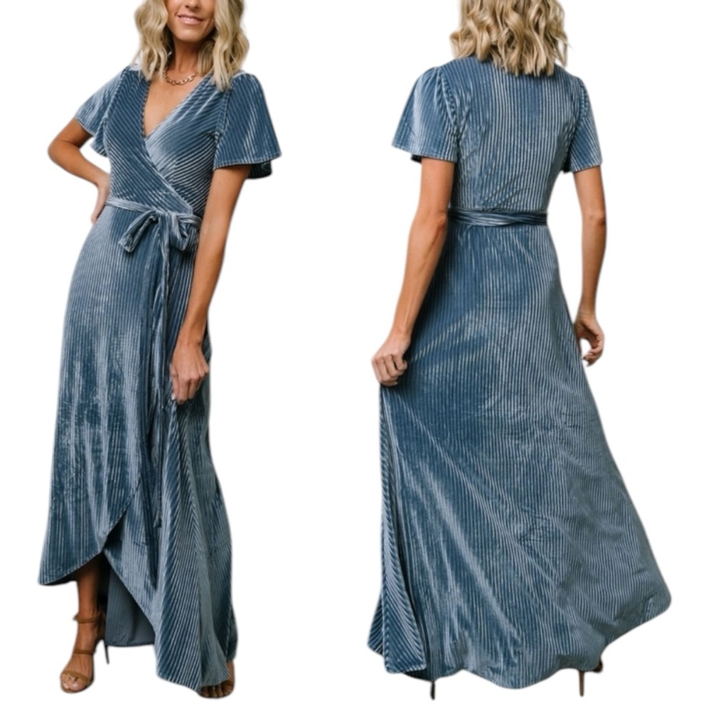 BALTIC BORN Andi‎ Ribbed Velvet Wrap Dress. Size Large